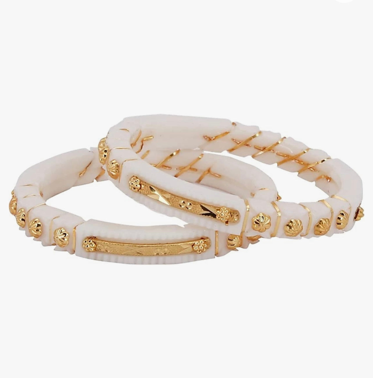 Buy Tanvi J Plastic Gold Plated Red and White Bracelet Pola Bangle Set for  Women (2-2) at Amazon.in